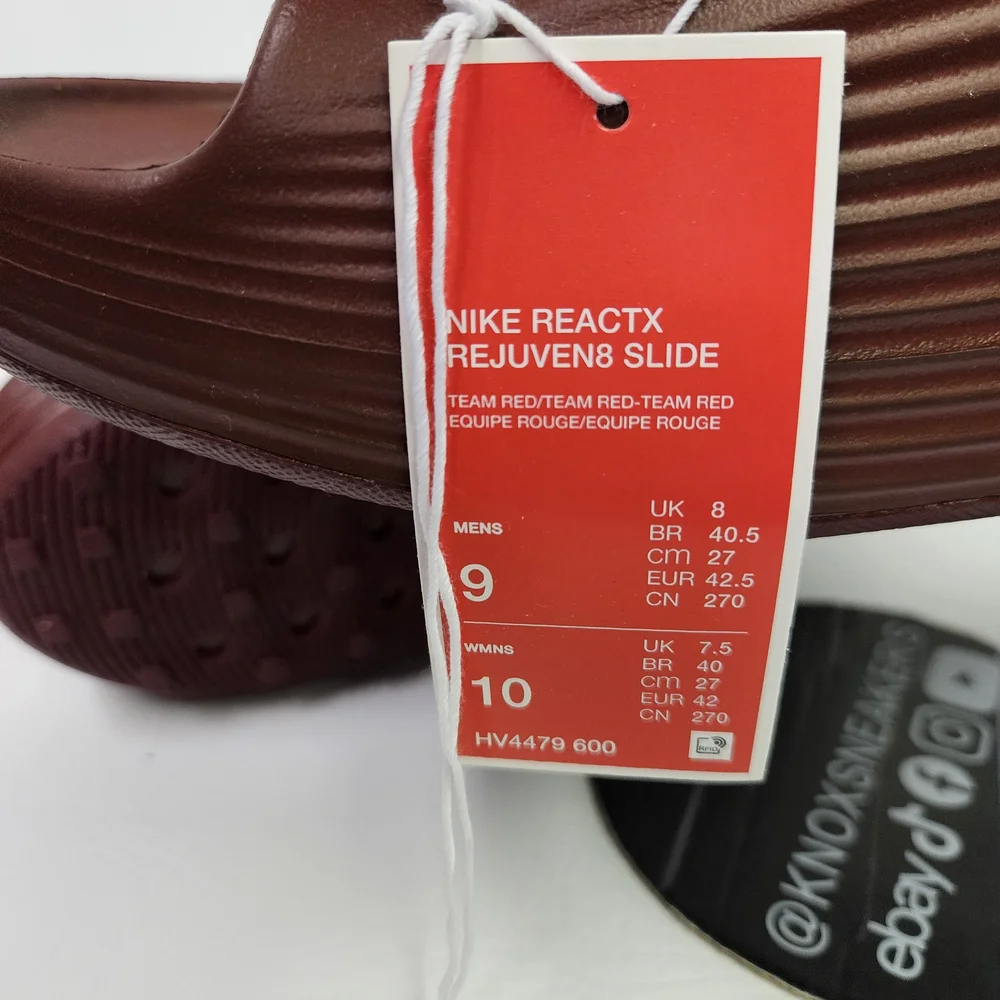 Nike ReactX Rejuven8 Slide Team Red HV4479-600 Men's Size 9